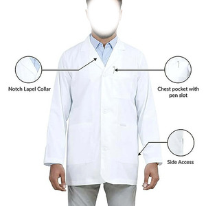 Blouse de laboratoire unisexe à col à revers et fermeture boutonnée pour usage hospitalier, prix raisonnable, vêtement d'extérieur pour médecin - Product Image 6