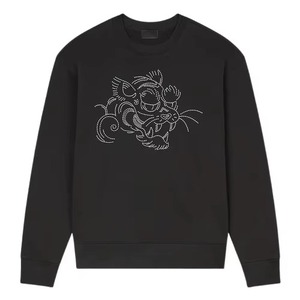 Sweat-shirt en coton 100% de haute qualité, avec logo en strass, délavé à l'acide, effet soleil, rivets, personnalisable, écologique, automne - Product Image 3
