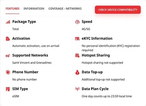 Tarjeta eSIM de San Vicente y las Granadinas 2GB 15 Días 3GB 5GB 30 Días Plan de Datos de Viaje 4G 5G Entrega Instantánea por QR - Product Image 2