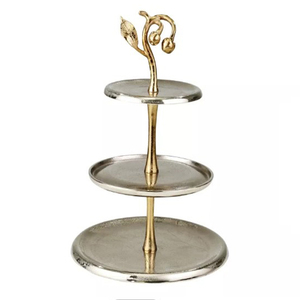 2 <b>Tier</b> <b>Cake</b> Decorating Stand Flower Branch Design Wedding Decoration Metal Table <b>Cake</b> Stand Pillar Gold Round - Product Image 4
