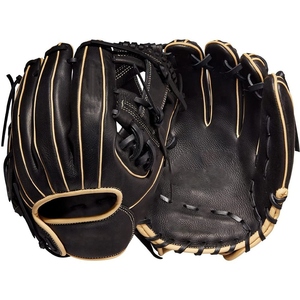 Gant de baseball en cuir noir pour droitier, avec fermeture auto-agrippante, antidérapant, pour adulte, toutes saisons - Product Image 2