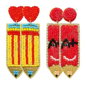 Pendientes de cuentas de profesor para mujer Color patriótico naranja blanco azul para boda o día conmemorativo - Product Image 1