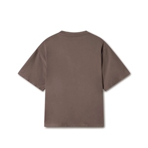 Custom Cropped T-Shirt Men Boxy <b>Polyester</b>/Cotton Blend Oversized Muscle Exercise Loose Fit Drop Shoulder Blank Front - Product Image 2