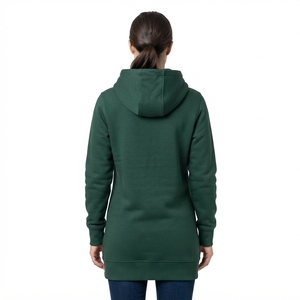 <b>Women</b> Winter Dark Green Knitted Zip up <b>Hoodie</b> Fleece Sweatshirt <b>Longline</b> Hooded Jacket Kangaroo Pocket Front Casual Streetwear - Product Image 2
