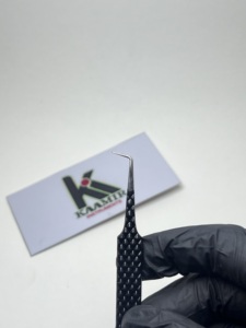 Pince à épiler professionnelle en acier inoxydable noir pur, à 90 degrés, pour cils, avec logo personnalisé et marque privée, vente en gros - Product Image 4