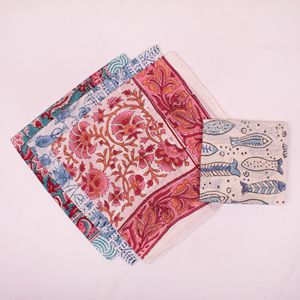Pañuelo de Algodón Orgánico, Estilo Vintage, Diseño Floral Multicolor, Tejido, Hecho en India, Ecológico - Product Image 3