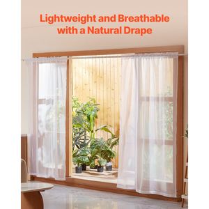 84-Inch <b>Long</b> Sheer White <b>Curtains</b> 2-Panel Set with Dual Rod Pocket Installation 100% Polyethylene Hotel Use Sheer <b>Curtains</b> - Product Image 6