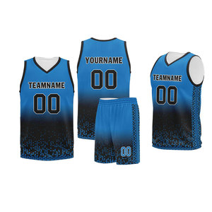 Maillot de basket-ball personnalisé sublimé bleu noir dégradé pour les sports d'équipe - Product Image 2