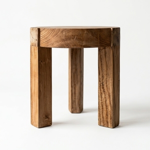 Modern Teak <b>Wood</b> <b>Round</b> <b>Coffee</b> <b>Table</b> Durable & Movable Decorative Living Room Furniture for Bedroom Apartment Use - Product Image 1