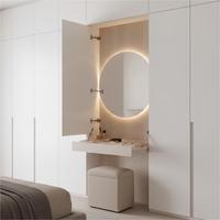 Table de toilette moderne minimaliste Behome avec miroir LED intégré, unités de rangement, design de panneau |   Modulaire Durable |   Direct d'usine