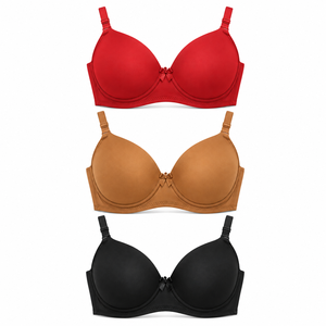 Soutien-gorge rembourré rose pâle à maintien élevé avec nœud, sans couture, respirant, couvrant entièrement, bretelles réglables, sans armatures, avec coussinets moulés - Product Image 1