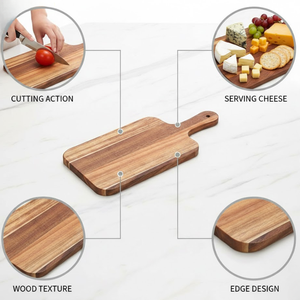 Tabla de cortar gruesa de madera de acacia premium con asas | Tabla de Cortar y Servir para Cocina, para Carne, Pan, Queso y Fruta - Product Image 2