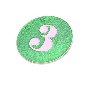 Pretty Girl Number 3 Lapel Pin Green <b>Pink</b> <b>Glitter</b> Round Number Brooch Elegant Women Fashion Accessory for Events Gifts - Product Image 1