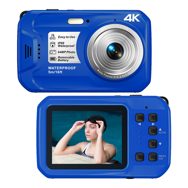 Good Quality 4K 64MP HD Waterproof Camera With IP68 5M Waterproof Auto Focus 16X Digital Zoom Underwater Camera for Swimming