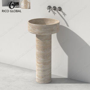 Lavabo de pedestal independiente redondo moderno para baños de hoteles o residenciales - Product Image 5