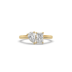 Bague en or 14K/10K avec diamant de laboratoire 1,13 carat, taille poire émeraude, style unique, légère et minimaliste, pour elle. - Product Image 6