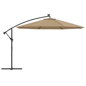 Parasol de jardín en voladizo con luces LED Refugio solar de poste de metal topo de 137,8" - Product Image 4