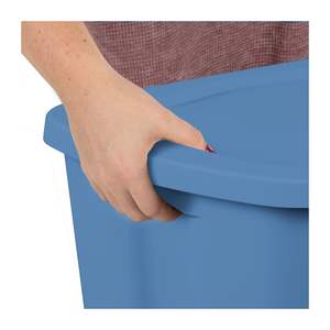 1 bac de rangement en plastique bleu clair de 18 gallons avec couvercle à clipser, modèle D0100XF7YMG - Product Image 5