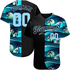 Camiseta de Béisbol con Estampado Tropical Personalizado, Unisex, Manga Corta, Poliéster que Absorbe la Humedad, Impresión por Transferencia de Calor con Nombre del Equipo, para Verano - Product Image 1