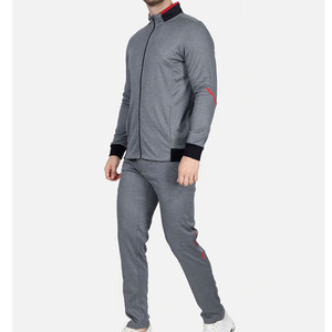 Unisex Gray Tracksuit <b>Set</b> Full Sleeve Zipper Sweatshirt Pants Solid Color Sporty Casual Winter Wear Breathable Polyester Cotton - Product Image 2