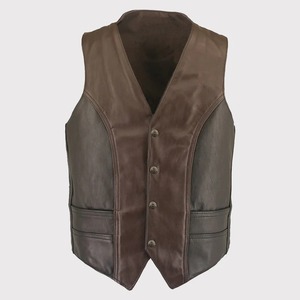 เสื้อกั๊กหนังแท้สไตล์วินเทจสำหรับผู้ชาย - Product Image 1