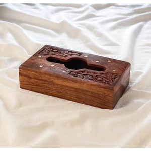Cubierta de lujo para pañuelos de madera de teca con incrustaciones de latón al por mayor |   Colección Heritage - Product Image 4