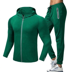 Conjunto Deportivo Unisex de 2 Piezas para Otoño, Chaqueta Deportiva de Secado Rápido que Absorbe el Sudor, Ropa Deportiva Ecológica de Color Sólido - Product Image 3