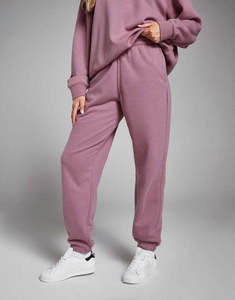 Conjunto Deportivo de 2 Piezas para Mujer, Sudadera con Capucha Morada, Manga Larga, Tejido de Algodón, Informal, con Bolsillos, Corte Holgado, para Todas las Temporadas - Product Image 4