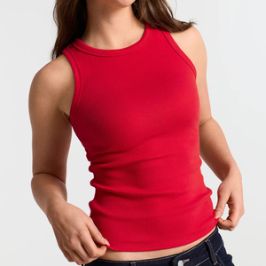Débardeur de yoga d'été pour femme, coupe ajustée, sans manches, tricoté, écologique, séchage rapide, respirant, couleur et logo personnalisables - Product Image 1