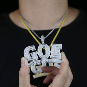 Custom Iced <b>Chain</b> Men's Luxury Wedding Two-Tone Gold Plated Moissanite Pendant with Letter <b>Name</b> Hip Hop Design - Product Image 5