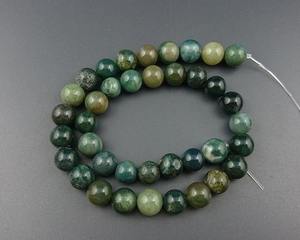 Cuentas de ágata musgosa verde, cuentas redondas de piedras preciosas naturales, hebra para hacer joyas, manualidades DIY - Product Image 1