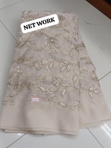 Premium Net Embroidery <b>Fabric</b> With Heavy Beads Work 55 GSM 44 Inch Width Designer Ethnic Material For Boutique Party Wear - Product Image 4