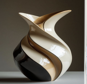 ชุดแจกันเซรามิกเคลือบสีน้ำเงินเข้มสองใบ พร้อมขอบลายเกลียวทองแดงที่มีเอกลักษณ์ มีจำหน่ายในราคาขายส่ง - Product Image 2