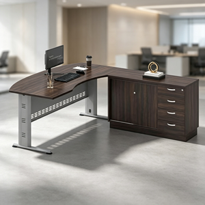 Bureau de direction moderne en forme de L avec finition bois, design contemporain, taille manager 6 pieds, pour usage commercial - Product Image 2