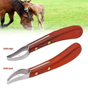 Cuchillo de doble filo para recortar pezuñas con mango de madera, herramienta de herrador para pezuñas de vacas y caballos - Product Image 2