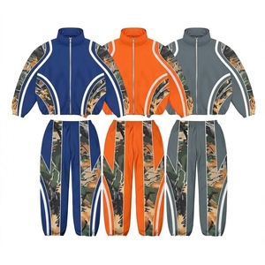 Ensemble de survêtement camouflage unisexe personnalisé à manches longues avec fermeture éclair et col montant, vêtements de sport décontractés d'automne, pantalon et veste en polyester à séchage rapide - Product Image 5