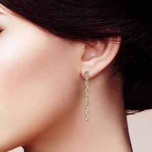 Boucles d'oreilles, bibelot en or jaune, excellente qualité, 14k, Baguette en acier inoxydable, bijoux Double ligne, fait à la main, vente en gros - Product Image 2