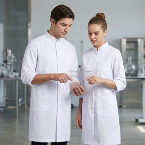 Bata de Laboratorio Médica Unisex de Longitud Completa – Uniforme de Hospital de Poliéster y Algodón, Corte Regular, Bata de Doctor - Product Image 2