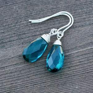 Boucles d'oreilles pendantes en tourmaline Paraiba, argent sterling, pierre de naissance d'octobre, bijoux élégants, cadeau pour femme - Product Image 6