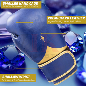 Gants de boxe de marque privée, qualité supérieure, durables, légers, tendance, design personnalisé, bleu royal et étoiles dorées - Product Image 5