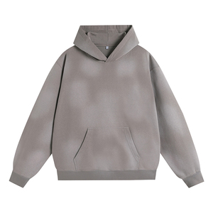 Sweat à capuche vintage délavé en gros, en stock, personnalisable, vierge, épais 400 g/m², pigmenté par pulvérisation, style streetwear - Product Image 4