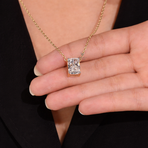 Lab Grown Diamond Pendant Necklace 18K <b>White</b> Yellow Gold 4 CT Carat IGI Certified Lab Diamond Basket <b>Set</b> Drop Pendant Necklaces - Product Image 1