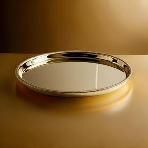 Stainless Steel 304 Premium Gold Plated Round <b>Serving</b> <b>Tray</b> <b>Large</b> Decorative Food Safe Metal Platter Wedding Tableware Gift <b>Trays</b> - Product Image 4
