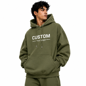 Pull à capuche oversize 100 % coton pour homme, imprimé personnalisé, style streetwear hip-hop, avec poche – Vente en gros - Product Image 2