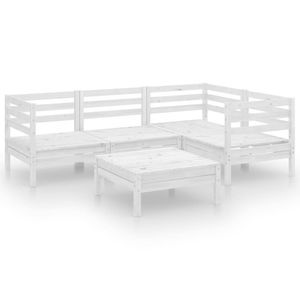 Conjunto Modular Mediano de Madera de Pino Sólida Blanca para Jardín, Muebles Modulares Cómodos para Espacios Exteriores - Product Image 2