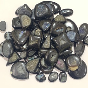 MAHNAJ GEMS Vente en gros de cabochons en agate drusy noire naturelle, pierres précieuses en vrac, tranche de 6 mm de hauteur, pour la fabrication de bijoux, JAIPIUR RAJASTHAN - Product Image 2