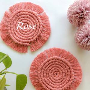 Posavasos de Macramé Estilo Bohemio, Tapetes Gruesos de Algodón, Aislantes del Calor, Ecológicos para Bebidas Frías/Calientes, Protectores de Mesa - Product Image 4