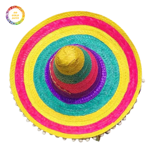Sombrero Mexicano de Paja Rayado con Ala Ancha Hecho a Mano para Playa, Ciclismo, Festivales, Fiestas, Disfraces, Venta al por Mayor - Product Image 2