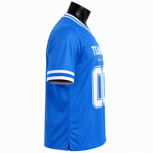 Camiseta de Baloncesto Sublimada Personalizada para Hombre, Cuello en V, Manga Corta, Nombre del Equipo 00, Azul, Ropa Deportiva de Poliéster que Absorbe la Humedad - Product Image 5