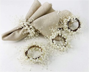 Elegante Anillo de Servilleta de Metal con Imitación de Perlas, Decoración de Mesa de Boda de Lujo, Soporte de Servilleta con Racimo de Perlas, Ecológico y Disponible - Product Image 6